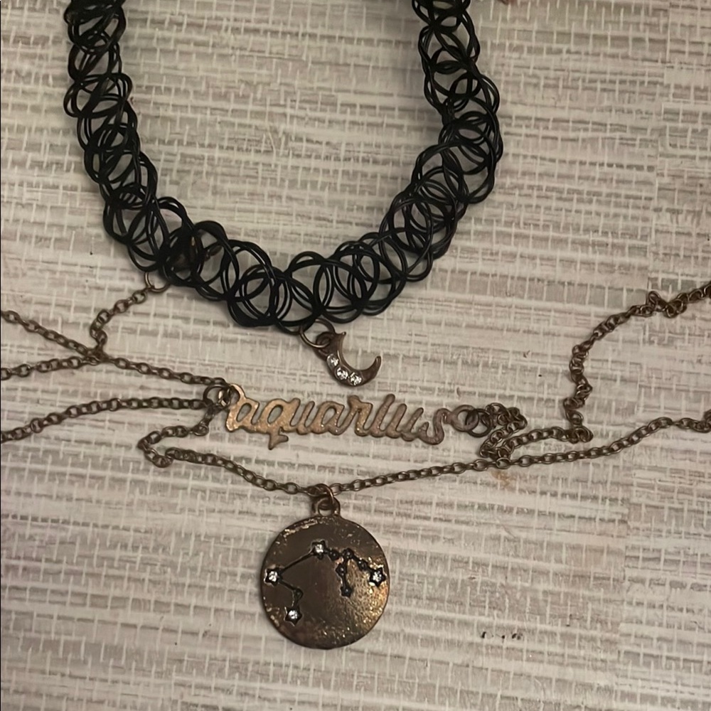 Black and Gold Choker and Pendant Necklace Set